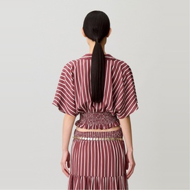 Striped Wrap Front Top