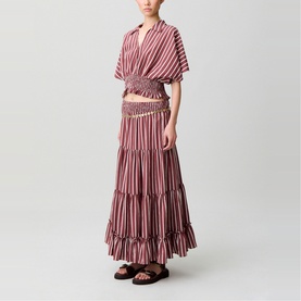 Striped Wrap Front Top