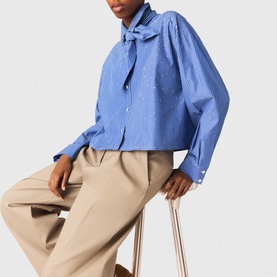 Embellished Striped Handkerchief Shirt