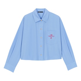 Embroidered Logo Cropped Shirt