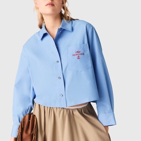 Embroidered Logo Cropped Shirt