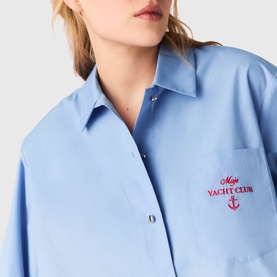 Embroidered Logo Cropped Shirt