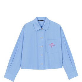 Embroidered Logo Cropped Shirt