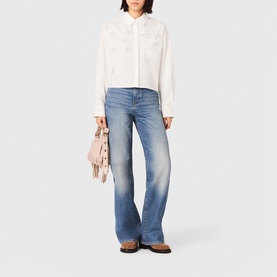 Jewel Bow Cropped Shirt