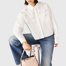 Jewel Bow Cropped Shirt