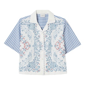 Striped Embroidered Casual Shirt