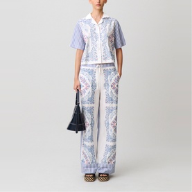 Striped Embroidered Casual Shirt