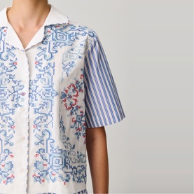 Striped Embroidered Casual Shirt