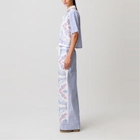 Striped Embroidered Casual Shirt