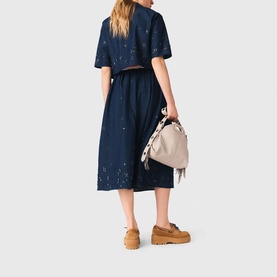 Embroidered Cropped Denim Shirt