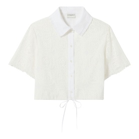 Cropped Lace Tie Shirt
