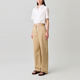 Cropped Lace Tie Shirt