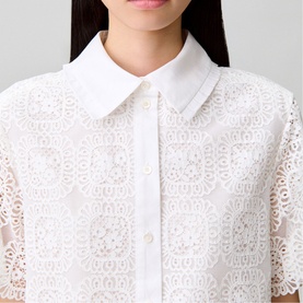 Cropped Lace Tie Shirt