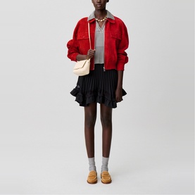 Cropped Suede Bomber Jacket