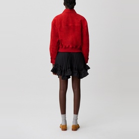 Cropped Suede Bomber Jacket