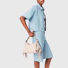 Cropped Rhinestone Denim Shirt