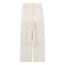 Embroidered Mid-Rise Straight Leg Jeans