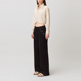 Button Wide Leg Jeans