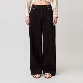 Button Wide Leg Jeans