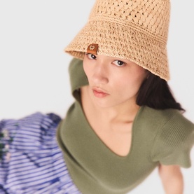 Logo Raffia Bucket Hat