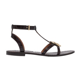 Medallion Leather Flat Sandals