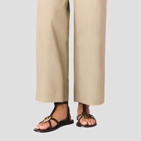 Medallion Leather Flat Sandals