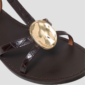 Medallion Leather Flat Sandals