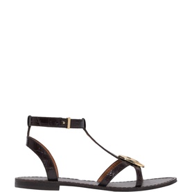 Medallion Leather Flat Sandals