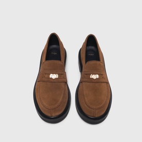 Clover Buckle Suede Loafers
