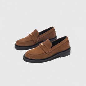 Clover Buckle Suede Loafers