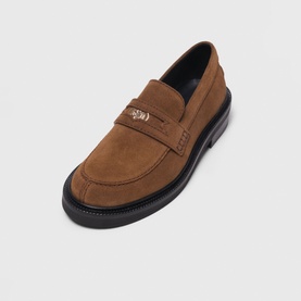 Clover Buckle Suede Loafers
