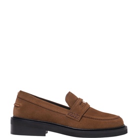 Clover Buckle Suede Loafers