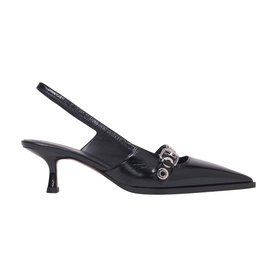 Slingback Eyelet Leather Pumps