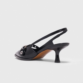 Slingback Eyelet Leather Pumps