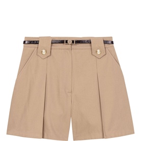 Pleated Belted Shorts