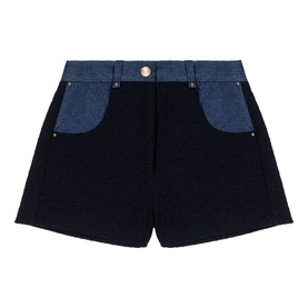 Tweed Boucle Denim Trim Shorts