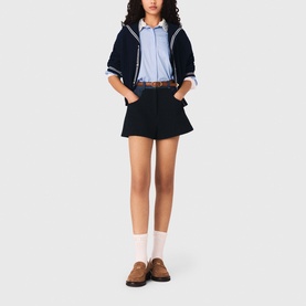 Tweed Boucle Denim Trim Shorts