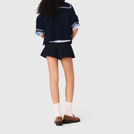 Tweed Boucle Denim Trim Shorts