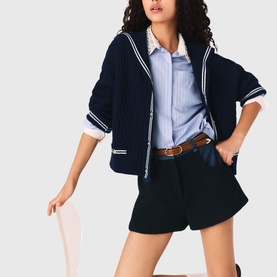 Tweed Boucle Denim Trim Shorts