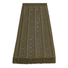 Floral Embellished Knitted Flared Skirt