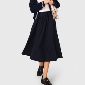Striped Tailored Flared Skirt