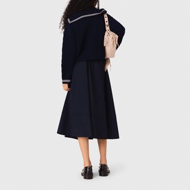 Striped Tailored Flared Skirt