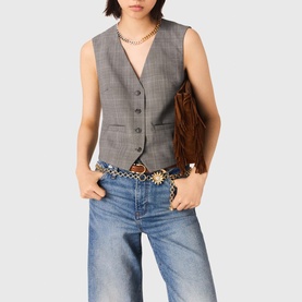 Single-Breasted Check Waistcoat