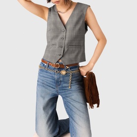 Single-Breasted Check Waistcoat