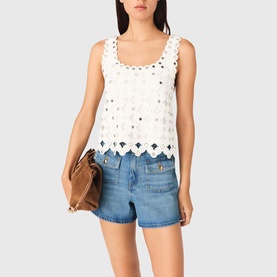 Mirrored Studs Crochet Top