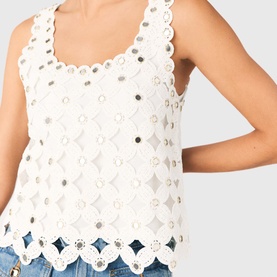 Mirrored Studs Crochet Top