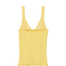 Ruffled Scallop Trim Knitted Top