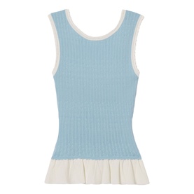 Knitted Ruffle Trim Tank Top