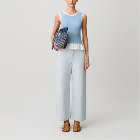 Knitted Ruffle Trim Tank Top
