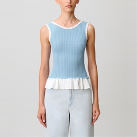 Knitted Ruffle Trim Tank Top